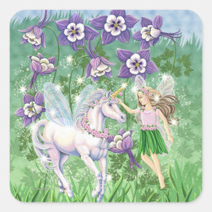 Unicorn Fairy Square Sticker