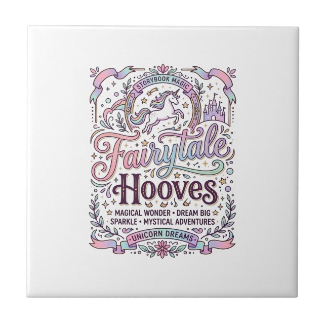 Unicorn Fairytale Hooves Original Merch Design_1 Ceramic Tile (Front)