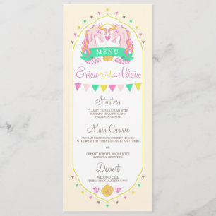 Unicorn Fairytale Wedding Dinner Menu