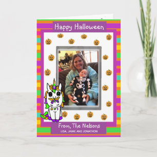 Unicorn Family Photo Halloween Card