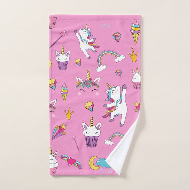 Unicorn Fan Club pattern Pink         Hand Towel (Hand Towel)