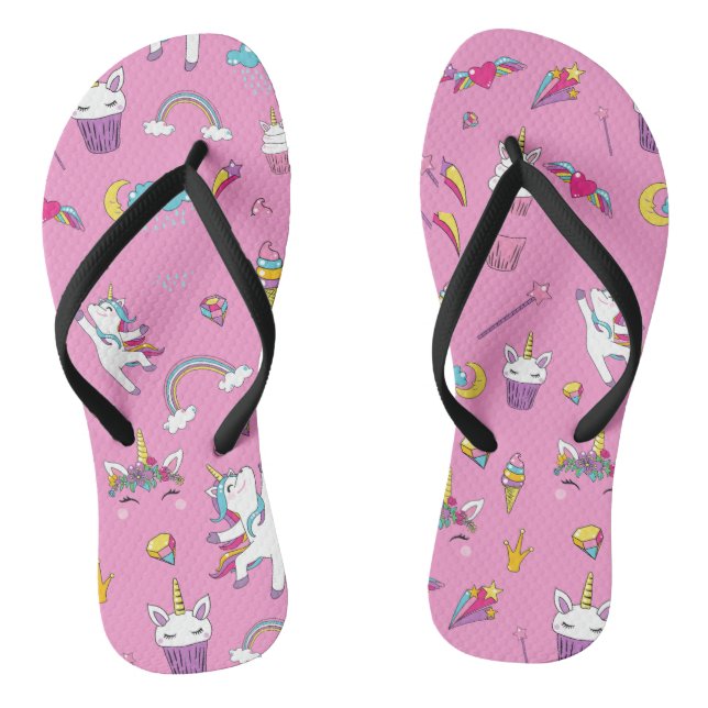 Unicorn Fan Club pattern Pink   Thongs (Footbed)