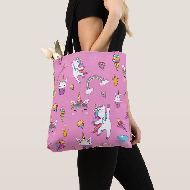 Unicorn Fan Club pattern Pink         Tote Bag (Close Up)