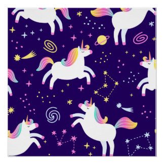 Unicorn Fan Club pattern Wrapping Paper Poster