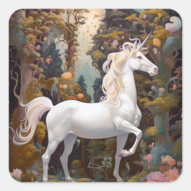 Unicorn Fantasy Art Square Sticker (Front)