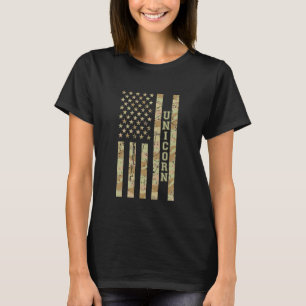 Unicorn Fantasy Magical Desert Camo Distressed Ame T-Shirt