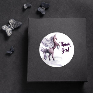 Unicorn Fantasy Purple Magical Party Thank You Classic Round Sticker