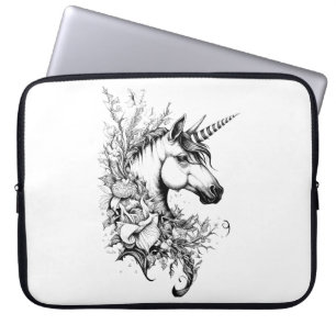 Unicorn Fantasy Wild Animal Illustration Art Tatto Laptop Sleeve