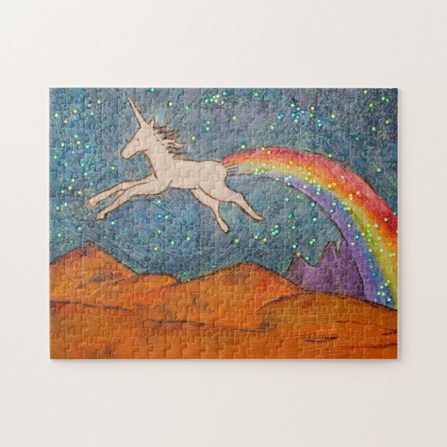 Unicorn Farting a Rainbow in the Sky Jigsaw Puzzle (Horizontal)
