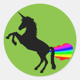 Unicorn farting rainbows sticker green