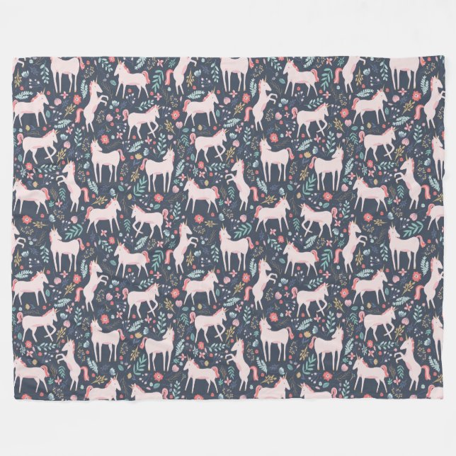 Unicorn Fields Fleece Blanket (Front (Horizontal))
