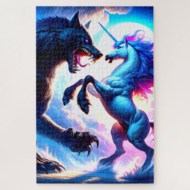 Unicorn Fighting Jigsaw Puzzle (Vertical)