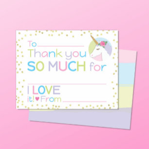 Unicorn Fill in the Blank Stationery Thank You Card