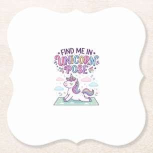 Unicorn Find Me in Unicorn Pose Print Ready POD Ar Paper Coaster