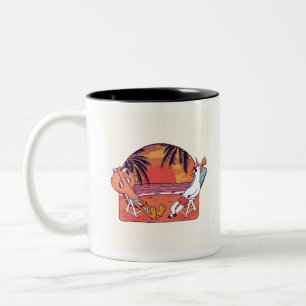 Unicorn Flamingo Beach Two-Tone Coffee Mug