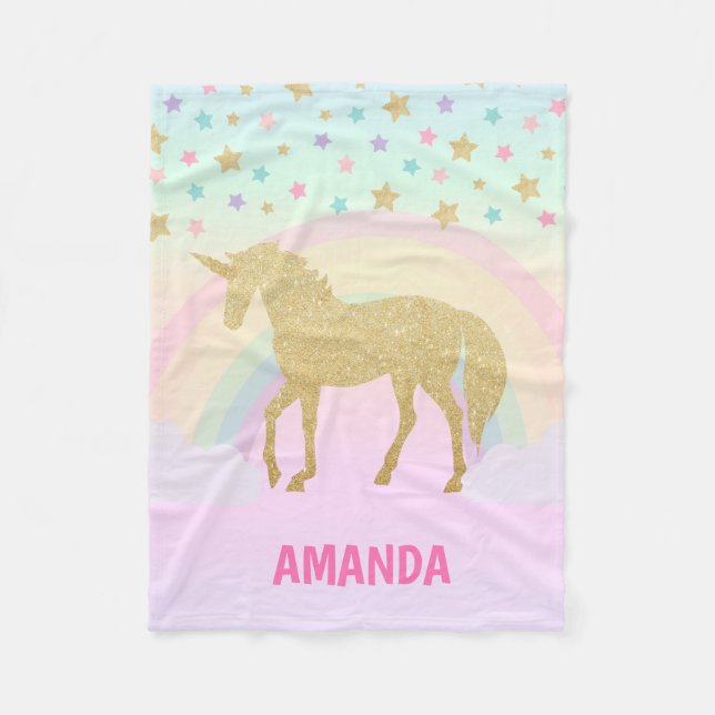 Unicorn Fleece Blanket, Small Blanket (Front)