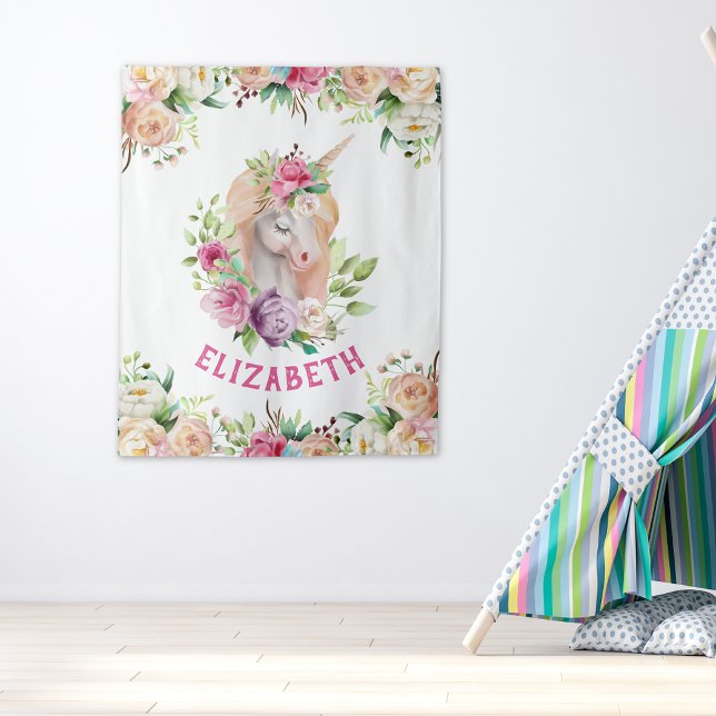 Unicorn Floral Tapestry (Creator Uploaded)