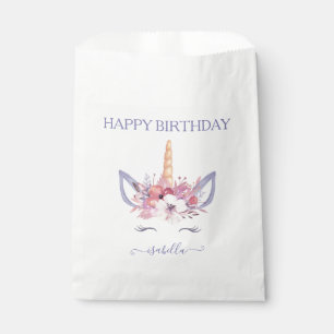 Unicorn floral watercolor birthday  favour bag
