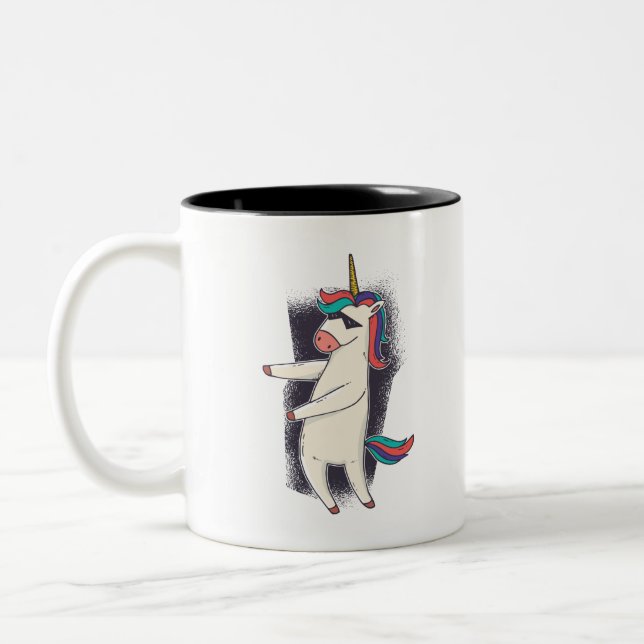 Unicorn Floss Dance Two-Tone Coffee Mug (Left)