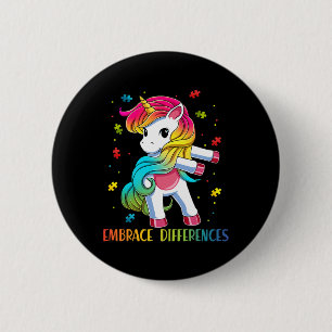 Unicorn Flossing Puzzle Piece Autism Awareness Gir 6 Cm Round Badge