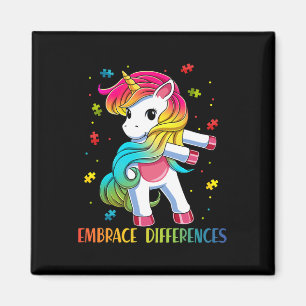Unicorn Flossing Puzzle Piece Autism Awareness Gir Magnet