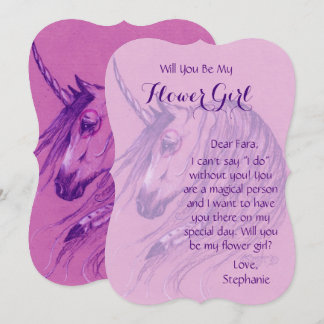 Unicorn Flower Girl Invitation Brown native horse