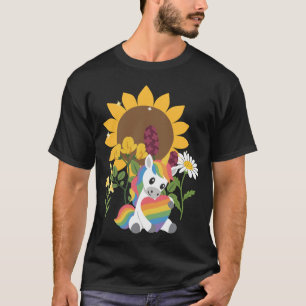 Unicorn Flowers Kids Fairytale Mythical Creature T-Shirt