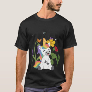 Unicorn Flowers Kids Imaginative Dragonfly T-Shirt