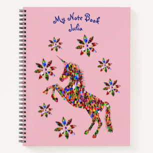 Unicorn Flowers Pink Notebook