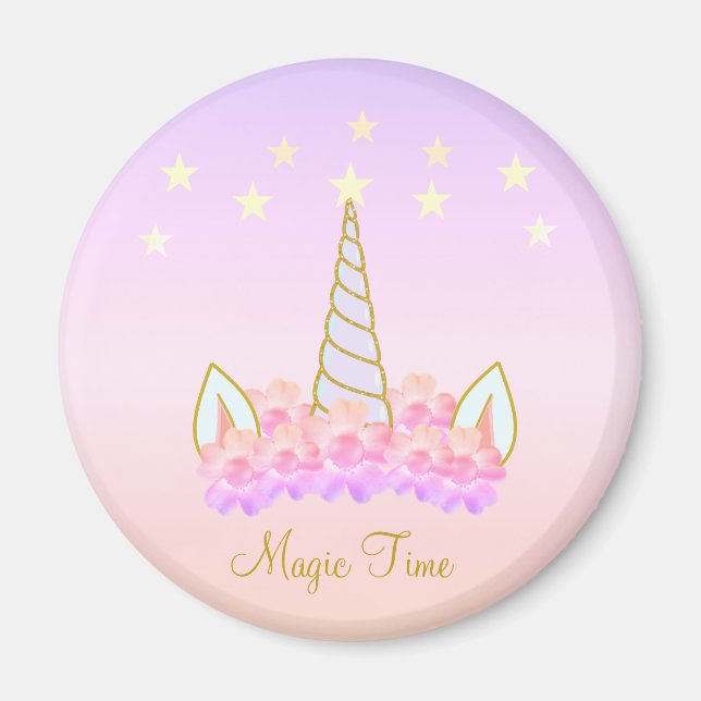 Unicorn Flowers & Stars Magic Magnet (Front)