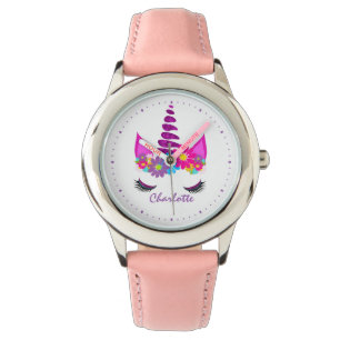 Unicorn Flowery Super Cute Girly Personalised Watch