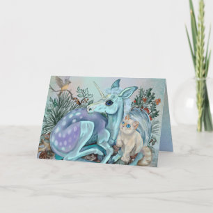 Unicorn Foal Cosy Cuddles Folded Holiday Card