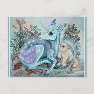 Unicorn Foal Cosy Cuddles  Holiday Postcard