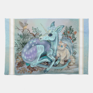 Unicorn Foal Cosy Cuddles Holiday Tea Towel