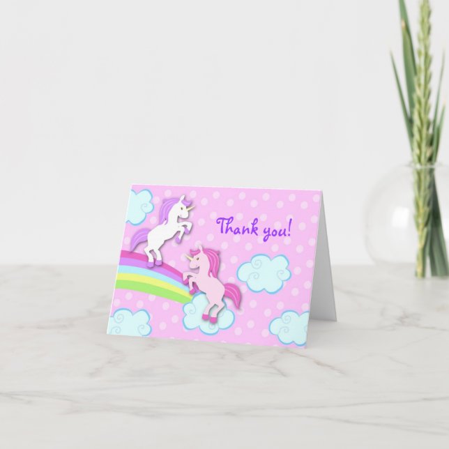 Unicorn Folded Thank You Note Card (Front)