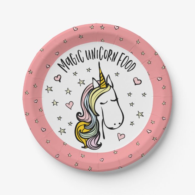 Unicorn Food Birthday Party Paper Plate (Front)