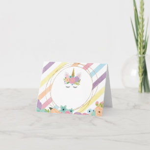 Unicorn Food Tents Labels Birthday Party Card