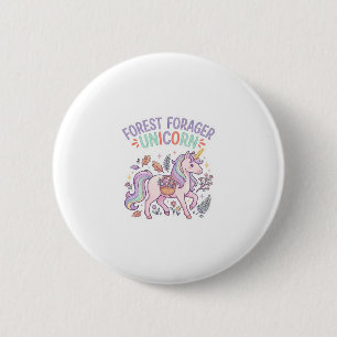 Unicorn Forest Forager Unicorn Graphic Design Whit 6 Cm Round Badge