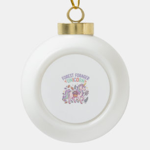 Unicorn Forest Forager Unicorn Graphic Design Whit Ceramic Ball Christmas Ornament