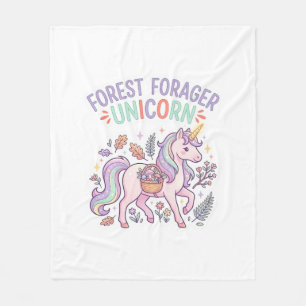 Unicorn Forest Forager Unicorn Graphic Design Whit Fleece Blanket