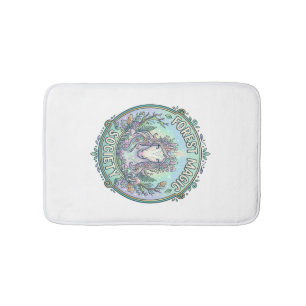 Unicorn Forest Magic Society Graphic Design White Bath Mat