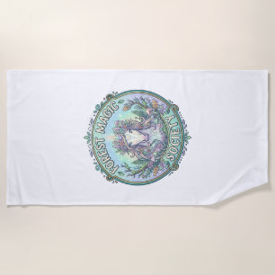 Unicorn Forest Magic Society Graphic Design White Beach Towel