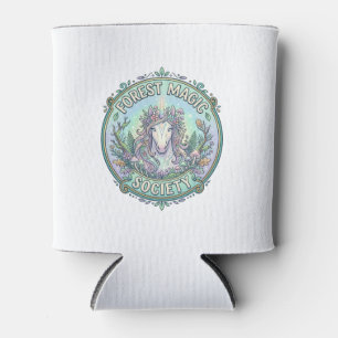 Unicorn Forest Magic Society Graphic Design White Can Cooler