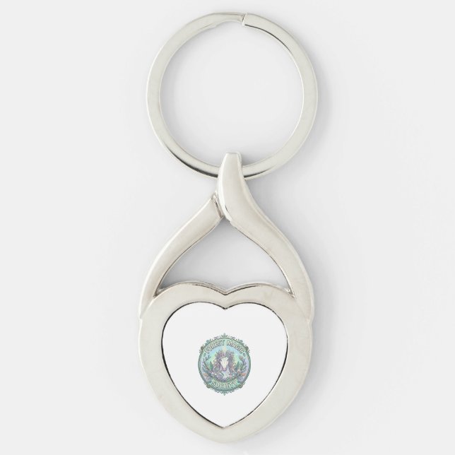 Unicorn Forest Magic Society Graphic Design White  Key Ring (Front)