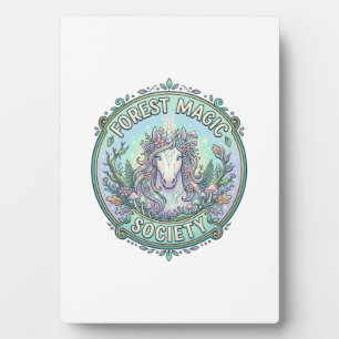 Unicorn Forest Magic Society Graphic Design White  Plaque