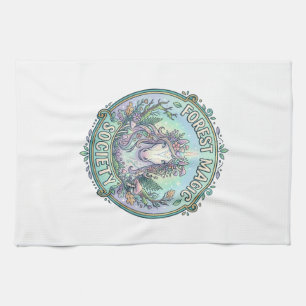 Unicorn Forest Magic Society Graphic Design White Tea Towel