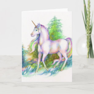 Unicorn Forest rainbow fantasy horse Greeting Card
