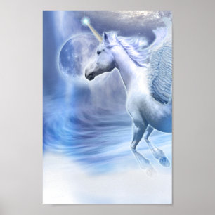 Unicorn Full Moon Flight Poster