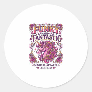 Unicorn Funky and Fantastic Stylish Zazzle Design_ Classic Round Sticker