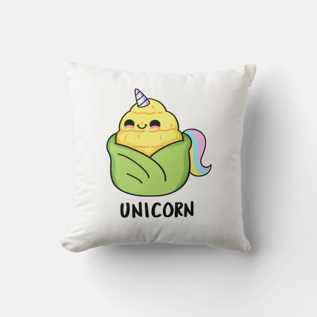 Unicorn Funny Baby Corn Pun  Cushion (Front)